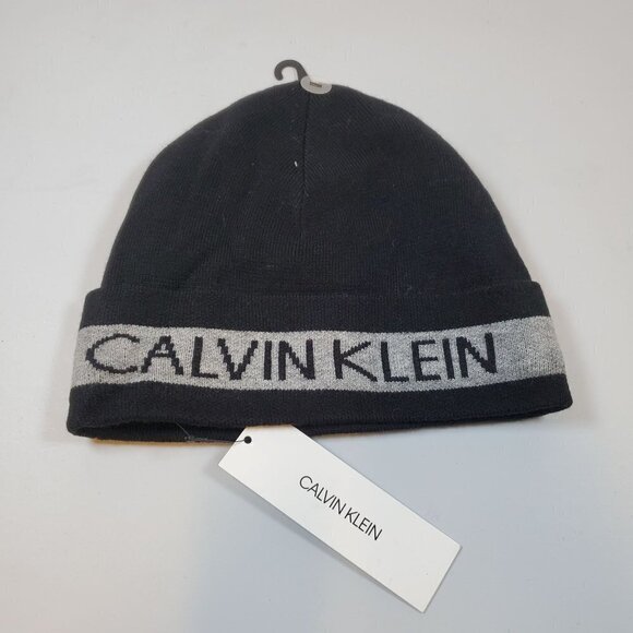 Calvin Klein Other - Calvin Klein Beanie Hat Knit Winter Spell Out Mens One Size NWT Black